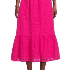 Time and Tru women’s cotton eyelet midi skirt XL 16-18 Hot Pink NWT